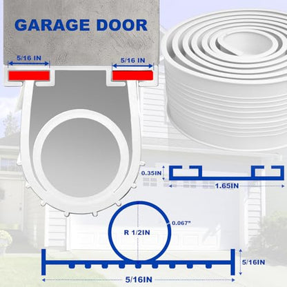 DGSL Garage Door Seals Bottom Rubber，Weather Stripping Sealing Strip Replacement, Universal Weatherproof Threshold Buffering (White, 10Ft) - color: White-Aluminum Track, size: 10 Ft