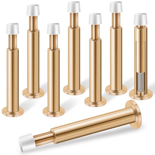 KOLAKO Door Stoppers, 8 Pack Door Stops for Wall, 4.4 Inch Long Spring Door Stoppers with Rubber Bumper Baseboard Doorstop Wall Protector (Rose Gold) - color: Gold, size: 4.4 Inch - 8 Pack