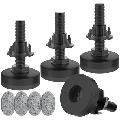 4 Pcs Adjustable Furniture Feet, 3/8" Heavy Duty Threaded Furniture Leveling Feet, Leg Levelers Screw in with Threaded Inserts for Table, Cabinets, Chair, Sofa Black