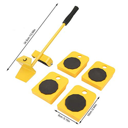 KUIDAMOS Furniture Mover Set, 150KG Capacity Transport Moving Plate, Smooth Scroll Wheel, Rectangular, Yellow, Plastic