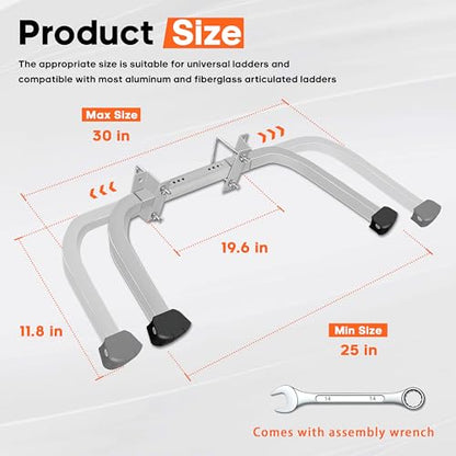 Aluminum Ladder Stabilizer Accessory for Roof Gutters with Wrench, Heavy Duty Extension Ladder Accessory, Wing Spread Wall Ladder Support/Wall Ladder Hook with Non-Slip Rubber Backing Pad - size: Aluminum Ladder Stabilizer