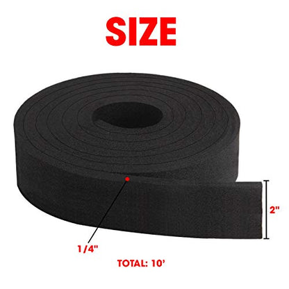 Neoprene Foam Strip Roll by Dualplex, 2" Wide x 10' Long x 1/4" Thick, Weather Seal High Density Stripping Non Adhesive – Weather Strip Roll Insulation Foam Strips - 10 Feet Long - size: 2" Wide x 10' Long x 1/4" Thick