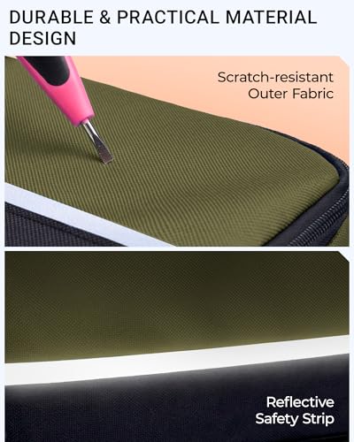 2 Pack Small Tool Bags Zipper Pouch for Organizing, with Adjustable Shoulder Strap & Carabiner, Utility Small Tool Pouch with Multi Pocket Compartments and Label Area (12" & 10") - color: Blue/Green