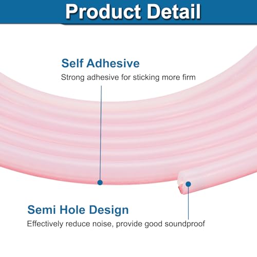 PATIKIL Silicone Weather Stripping Door Seal, 9.8 ft D Shape Weather Stripping Self Adhesive Door Seal Strip for Door Frame, Window Sealing, Large Gap, 15/64" Wx5/64 Tx5/16 H, Clear/Red - size: 9.8 ft Long, 15/64"Wx5/64"Tx5/16"H