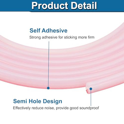 PATIKIL Silicone Weather Stripping Door Seal, 9.8 ft D Shape Weather Stripping Self Adhesive Door Seal Strip for Door Frame, Window Sealing, Large Gap, 15/64" Wx5/64 Tx5/16 H, Clear/Red - size: 9.8 ft Long, 15/64"Wx5/64"Tx5/16"H
