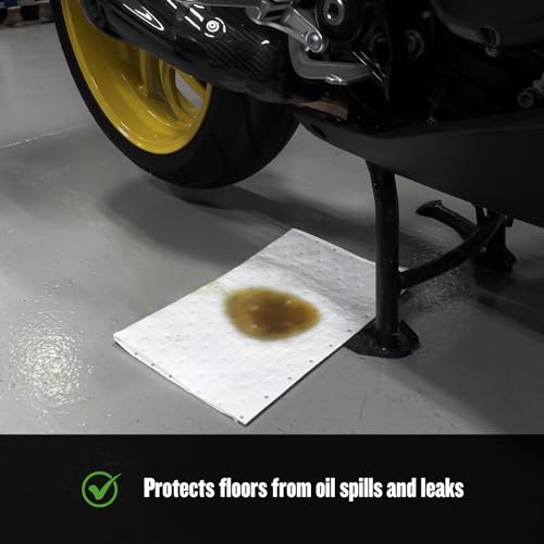 FlashDry Oil Absorbent Roll Pads, Fast-Absorbing Oil-Based Fluid Roll for Garage, Shop, Driveway, Automotive & Marine Use, Tear-Resistant Oil Absorbing Sheets, 15" x 144' ft - 1 Roll - size: Roll of 100 Pads - 2mm