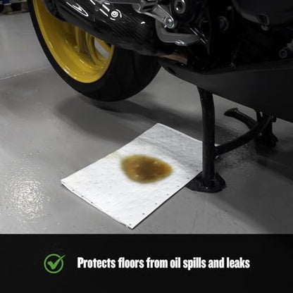 FlashDry Oil Absorbent Roll Pads, Fast-Absorbing Oil-Based Fluid Roll for Garage, Shop, Driveway, Automotive & Marine Use, Tear-Resistant Oil Absorbing Sheets, 15" x 144' ft - 1 Roll - size: Roll of 100 Pads - 2mm