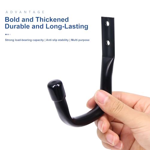 Generic 6 Pack Heavy Duty Black Metal J-Hooks, Wall Mount Garage Storage Hooks with Anchors and Screws
