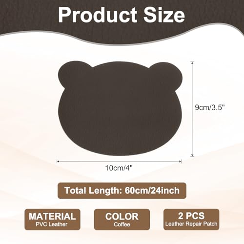 PATIKIL Leather Repair Patch, 2 Pcs 4 x 3.5 Inch Self-Adhesive Vinyl Patch Furniture Tape Repair Kit for Sofas Couches Stools Chairs Cabinets Bags, Coffee - color: Coffee