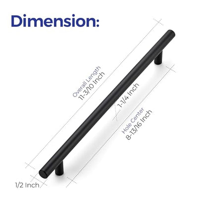 Ravinte 10 Pack 8-13/16 Inch Cabinet Handles Matte Black Stainless Steel Kitchen Cupboard Pulls 11-3/10"Length,8-13/16" Hole Center - size: 11-3/10 Inch（8-13/16 Inch Hole Center）