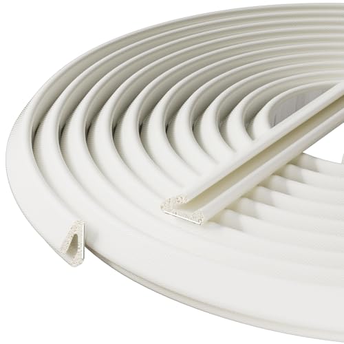 V-Shaped Thin Weather Stripping Door Seal, 19.7FT Small Draft Stopper for Doors, Foam Door Gap Filler, Insulation Winter, Soundproof,Noise-Reducing, Light-Blocking, Weatherproof Tape for Doors - color: White, size: 19.7FT