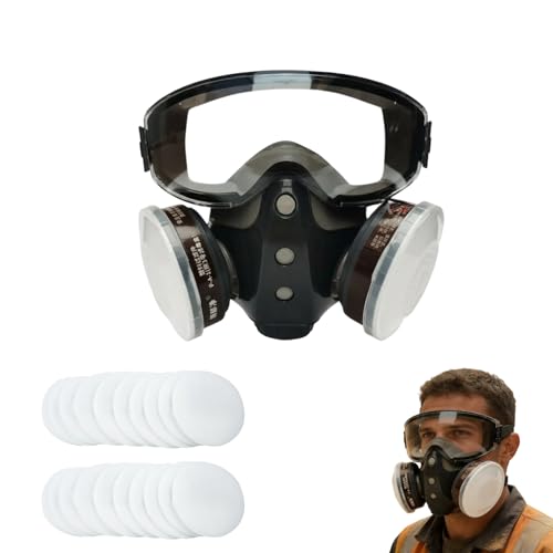 ROTORS Dust Proof Integrated Respirator Mask,Industrial Grade Face Shield, Reusable Masks with Replace Cotton Filters - color: A+20 Filters