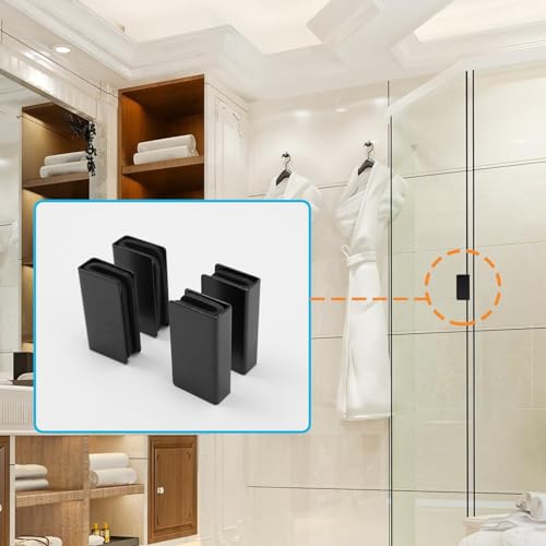 T Tulead Glass Clip Black Strike Plate Magnetic Rectangular Glass Clamp 1.6"x0.4"x0.8" Pack of 4 for Cabinet, Door, Wardrobe