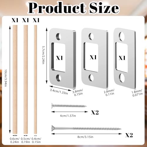 Door Strike Shim Plates, Standard Size Spacer Deadbolt Restorer Strike Plates 3 Different Thickness Stainless Steel Spacer Door Reinforcement Backplate Block The Access to Latch for Home Office