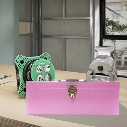 16" Small Tool Box Mini Toolbox Small Metal Tool Box Portable Locking Metal Toolbox with Latch Closure Pink - color: Pink