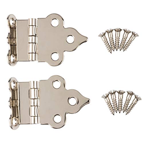 Nickel Plated Offset Boone or Sellers Cabinet Hinge | Pack of 2 | Hoosier Type Cabinet Reproduction Hardware | UA-205-HPN (1)