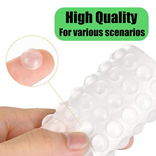 TCPENG® 100PCS Clear Rubber Feet, Small Self Adhesive Pads, Sticky Rubber Dots, Non-Slip Cabinet Stoppers, Furniture Buffers — Hemispherical Silicone Pads for Door Furniture