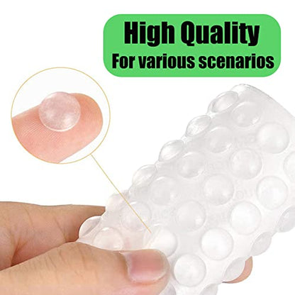TCPENG® 100PCS Clear Rubber Feet, Small Self Adhesive Pads, Sticky Rubber Dots, Non-Slip Cabinet Stoppers, Furniture Buffers — Hemispherical Silicone Pads for Door Furniture