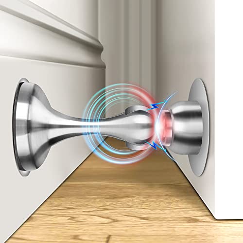 Crosize Magnetic Door Stoppers 1 Pack, Stainless Steel Door Stops for Wall and Floor Mounting, Door Holder Keep Door Open, No Drilling Door Stop with Adhesive Tapes, Silver - color: Silver, size: 1 Pack
