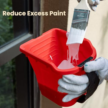 Mister Rui Paint Brushes, Paint Cup with Paint Bucket Liners, 2 Inch Paint Brush, Professional Paint Brush Set for Smooth Finish, Wall, Furniture, Trim - size: 1PCS, 2" Short, Red Paint Cup