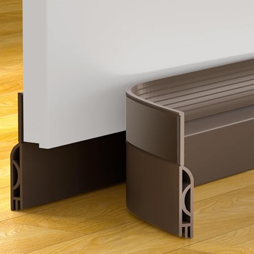 Door Draft Stopper, Door Sweep for Bottom of Door, Weather Stripping Door Seal Gap Filler Bottom Blocker Soundproof Cold Air Insulation Save Energy Installs Quickly and Easily (Brown, 39‘’) - color: Brown, size: 39‘’
