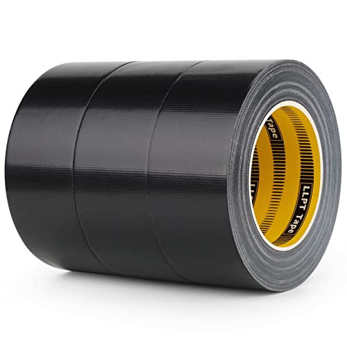 LLPT Duct Tape Industrial Grade 3 Pack 2” x 35 Yards Each Roll Easy to Tear Muti-Use Colorful Bulk Fabric Tape for School Home Office and Industrial Use Color Black (DT350BK) - color: Black