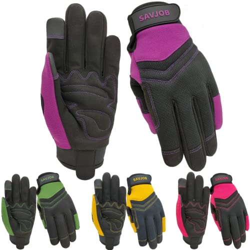 Safety Work Gloves for Men&Women,Utility Working Gloves,Mechanic Gloves,Yard Work Gloves,Performance Fit,Touchscreen - color: Purple, size: Large