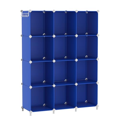 AWTATOS Cube Storage Organizer, 12 Cube Closet Organizers and Storage Shelves, DIY Stackable Bookshelf for Bedroom, Home, Admiral Blue - color: Dark Blue