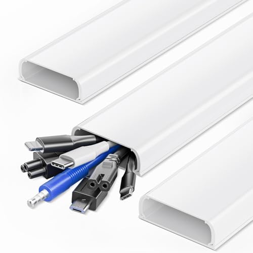 47in XX-Large Cord Hider Wall Mounted TV, Pre-drilled Cord Cover, Wire Hiders for TV on Wall, Paintable Cable Cover, W2.36in H0.75in - color: White, size: XX-Large (2.36*0.75in)
