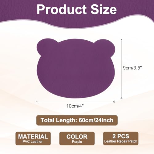 PATIKIL Leather Repair Patch, 2 Pcs 4 x 3.5 Inch Self-Adhesive Vinyl Patch Furniture Tape Repair Kit for Sofas Couches Stools Chairs Cabinets Bags, Purple - color: Purple