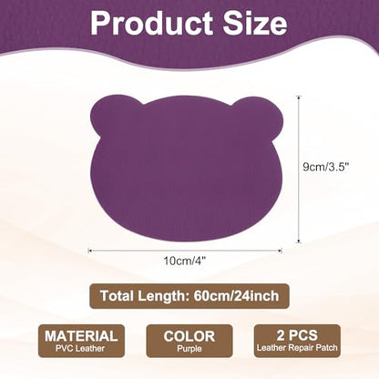 PATIKIL Leather Repair Patch, 2 Pcs 4 x 3.5 Inch Self-Adhesive Vinyl Patch Furniture Tape Repair Kit for Sofas Couches Stools Chairs Cabinets Bags, Purple - color: Purple