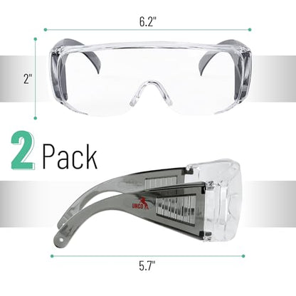 UNCO- Safety Goggles Over Glasses, Protective Goggles, Anti Fog, Work, Safety Glasses Over - color: Black, size: 2 Pack