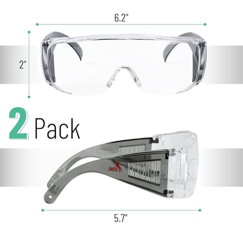 UNCO- Safety Goggles Over Glasses, Protective Goggles, Anti Fog, Work, Safety Glasses Over - color: Black, size: 2 Pack