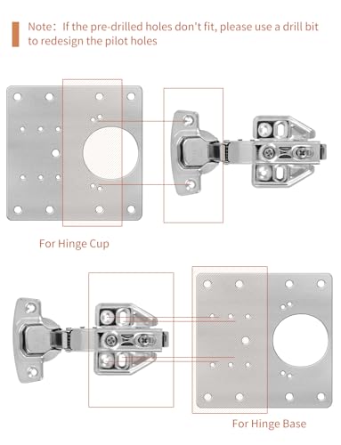 12PCS Upgraded Cabinet Hinge Repair Plate Kit: FOGZUVR Durable Door Hinge Mounting Plate Stainless Steel, Large Cabinet Fix Board with Screws for Kitchen Cabinet, Cupboard Doors and Furniture