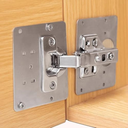 Stainless Steel Cabinet Hinge Repair Plate Kit Door Hinge Mounting Plate with Screws for Home Kitchen Cupboard Furniture (2set,2 Fixing Plates and 12 Screws) - color: 2set,2 fixing plates and 12 screws