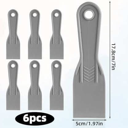 6pcs Plastic Putty Knife, Flexible Putty Scraper Wall Scraper Accessory for Repair Spackling Patching Plastering and Painting(Grey) - color: Grey