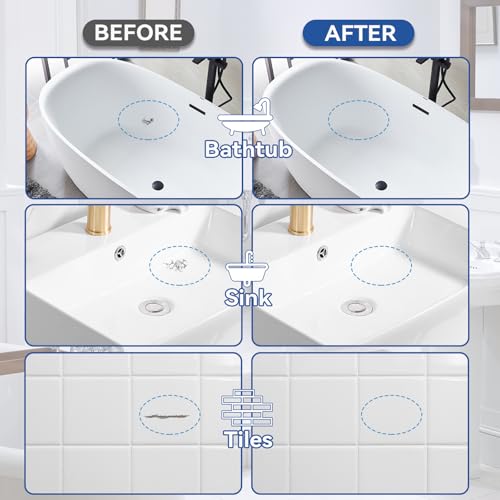 Tub and Tile Paint, White Touch Up Pen for Countertops, Repairs Bathtub, Sinks, and Appliances, Porcelain Paint for Any Scratches Spots (White)