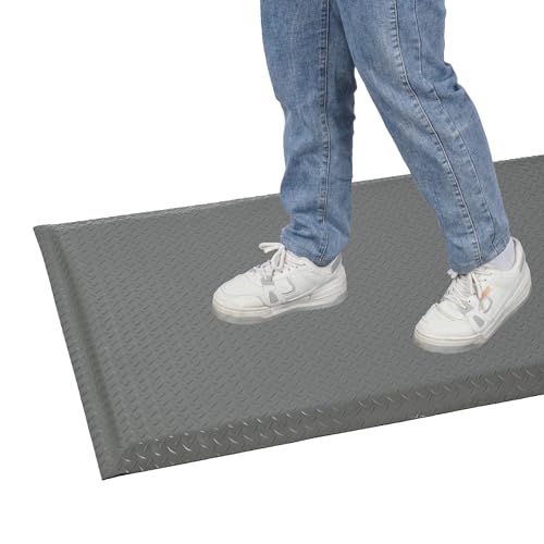 Anti Fatigue Mats Industrial 3' x 6' 15/16" Thick Ergonomic Standing Mat Commercial Kitchen Mat Heavy Duty Diamond Plate Shop Floor Mats Helps Relieve Back and Leg Soreness, Grey - size: 3' x 6'