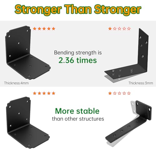 4x4x3.5 Pergola Brackets,Heavy Duty L Bracket for Wood,(4pcs) Corner Brackets for Deck/Shelf/Fence - size: 4x3.5 inch ( 4 Pack )
