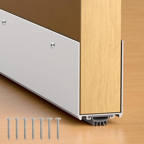 Aluminum Door Draft Stopper, 1-3/4 x 48 Weather Stripping Seal with Kick Plate, Under Door Gap Filler, U-Shape Door Sweep for Bottom of Doors Exterior/Interior (Silver, 1 Pack) - color: Silver, size: 48 Inches