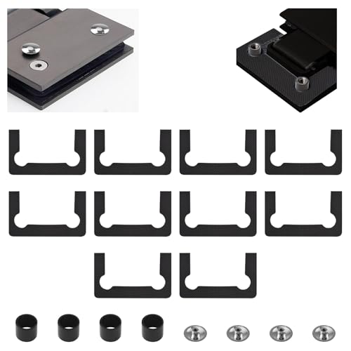 Shower Door Hinges Rubber Mat Set, Anti-Slip Gasket Glass Hinge Replacement Kit, 10PCS Gaskets & 4PCS Rings & 4PCS Silver Decorative Covers - color: Black & Silver, size: 10pcs Gasket+ 4pcs Ring + 4pcs Cover