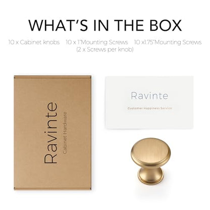 Ravinte 10 Pack Champagne Bronze Kitchen Cabinet Knobs, Solid Bronze Pulls Zinc Handles Simple Drawer Cabinet Hardware for Cupboard Drawer Knobs - color: Champagne Bronze