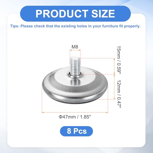 uxcell 8Pcs M8 Thread Furniture Feet Levelers, 47x15mm Adjustable Leveling Table Feet, Screw on Furniture Glide Leveling for Chair Stool Legs, Black - size: M8 x 47 x 15mm