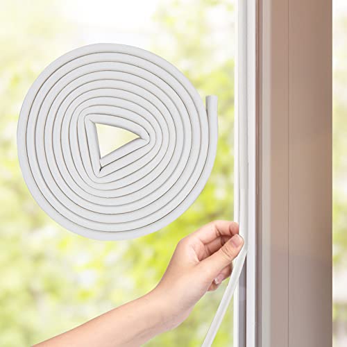 SUNMON Weather Stripping Door Seal, D-Type Strip Weather Stripping Seal Strip for Doors/Windows, Soundproofing Weatherstrip Gap Collision Avoidance 52 Feet (White - color: D Type White Rubber, size: 52FT