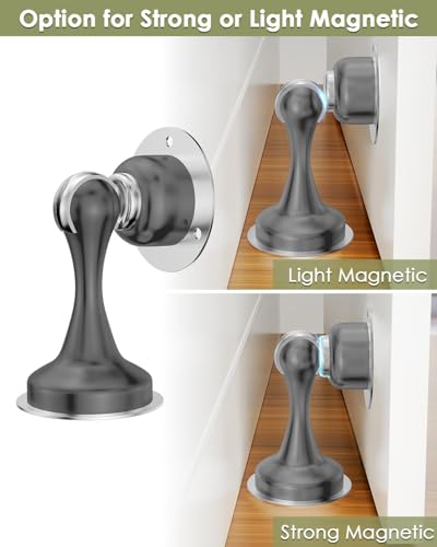 Door Stoppers Magnetic Door Catch, Stainless Steel Magnetic Door Stop 1 Pack, Double-Sided Adhesive Tape, No Drilling, Screws for Stronger Mount, Holder Your Door Open for Wide Doors - style: 2 Pack Gray