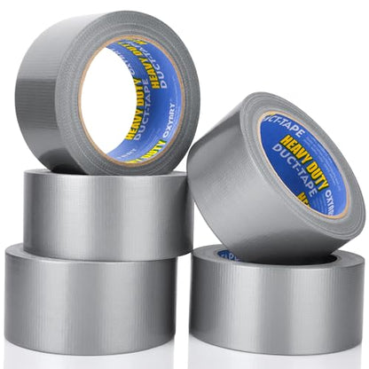 CXYARY 5 Roll Duct Tape Heavy Duty, 2 Inch x 150 Yard, Gray Waterproof Tape Any Weather, No Residue Tape for Strong Repairs, Indoor & Outdoor, Tear by Hand - size: 5 Pack Duct-tape