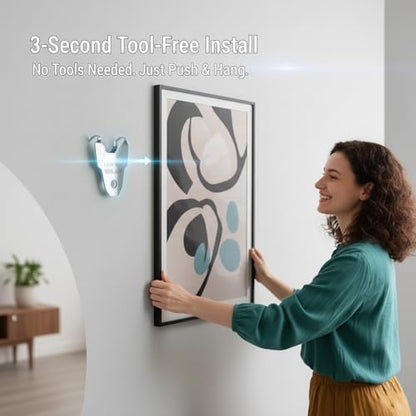 20Pcs Hardened Steel Claw Picture Hangers for Drywall,No Nails,Minimal Damage Wall Hooks for Frames, Art, Mirrors, Photos & Posters,All-in-One Hanging Hardware Kit for Room/Office Decor