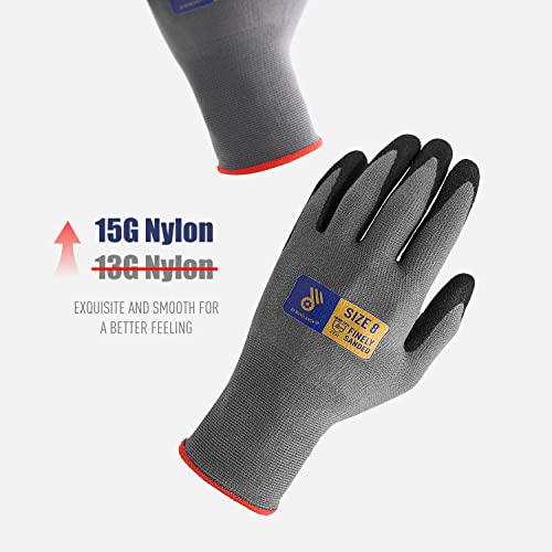 HANDLANDY 6 Pairs Safety Work Gloves with MicroFoam Nitrile Coated - Breathable Nylon Gloves with Grip for Men & Women - size: 9/Large, style: 3 Pairs - Gray