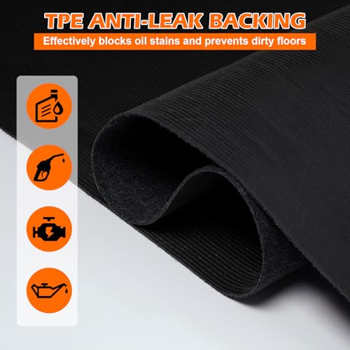 Grefinity Garage Floor Mat，6.6'x 8.5' Oil Spill Mat Heavy Duty Under Car Mat for Garage & Driveway, Protects Against Oil, Chemicals & Stains with TPE Anti-Leak Backing, Reusable & Washable - size: 6.6'x 8.5'