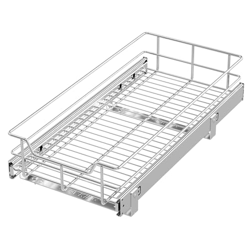 Pull Out Cabinet Organizer 11" W X 22" D, Slide Out Drawers For kitchen organizers and storage, Pull Out Drawers For Cabinets Capacity Heavy Duty Caddy, Cabinet Shelves Chrome-Plated, Bathroom Pantry - color: 1 Tier - Chrome-Plated, size: 11" W X 22" D